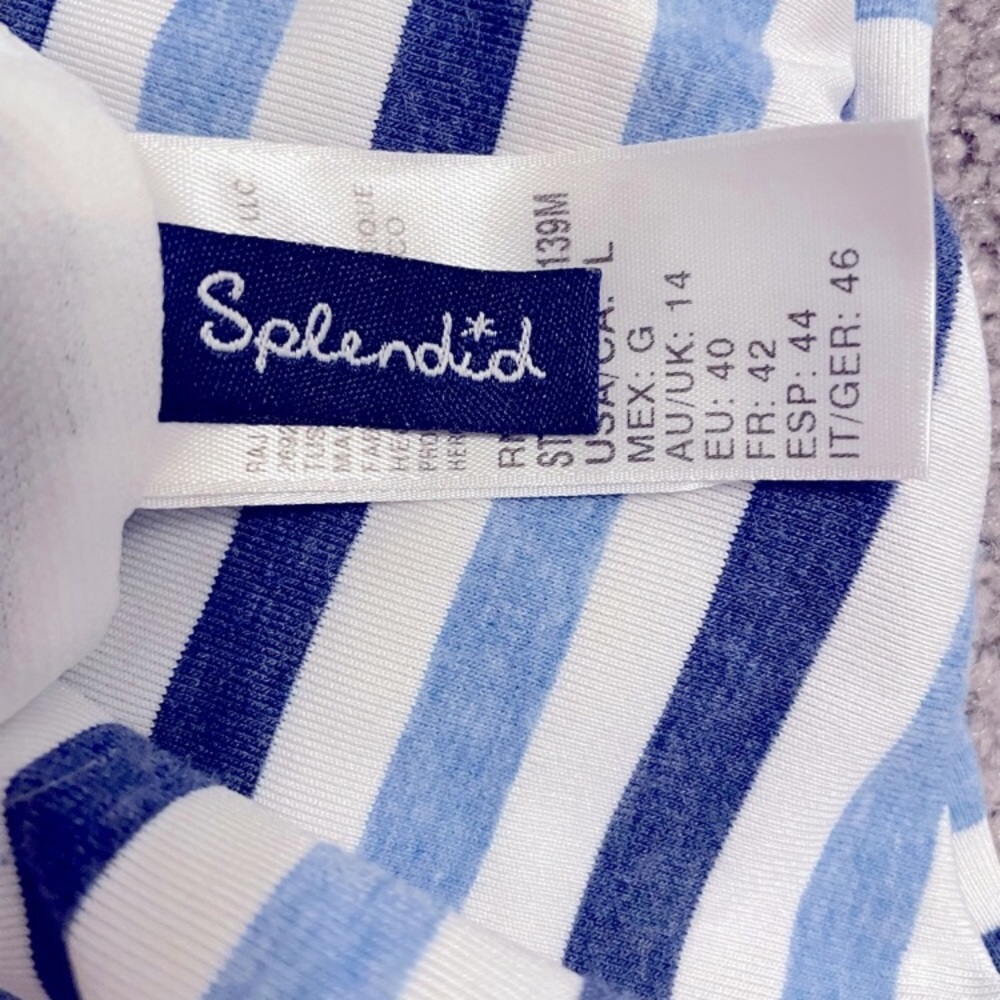 SPLENDID Blue/White Striped Open Back Swimsuit L - Picture 7 of 8